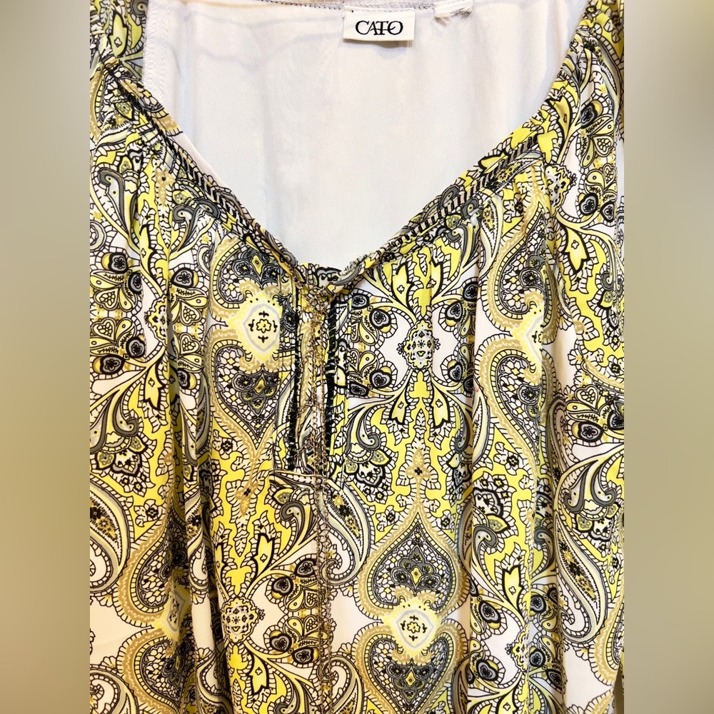 Cato Yellow and Black Paisley Blouse